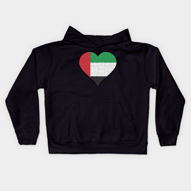 Emirati Jigsaw Puzzle Heart Design - Gift for Emirati With United Arab Emirates Roots Kids Hoodie by Country Flags